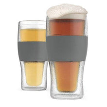 Load image into Gallery viewer, Host Freeze Beer Freezer Gel Chiller Double Wall Plastic Frozen Pint Glass, Set of 2, 16 oz, Grey 2-Pack