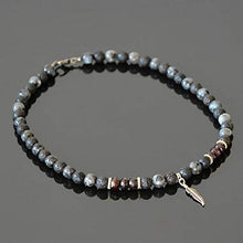 Load image into Gallery viewer, January Birthstone Garnet Necklace for Men with Feather Charm Natural Stone Labradorite Black Lava Handmade Gemstone Jewelry for Man