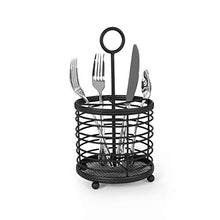 Load image into Gallery viewer, Spectrum Diversified Contempo Caddy Cutlery, Modern Dining Table Décor & Kitchen Organization, Silverware Holder with Handle, Black