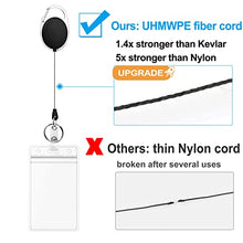 Load image into Gallery viewer, 2 Pack Heavy Duty Retractable Badge Holders with Carabiner Reel Clip and Vertical Style Clear ID Card Holders, 24 inches Thick Pull Cord