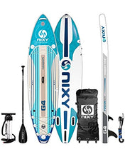 Load image into Gallery viewer, NIXY Newport Paddle Board All Around Inflatable SUP 10'6" x 33” x 6” Ultra-Light Stand Up Paddleboard Built with Dual Layer Woven Drop Stitch Includes Carbon Hybrid Paddle, Pump, Bag & More (Aqua)