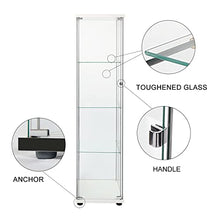 Load image into Gallery viewer, FLYMUHJIA Curio Cabinet Glass Display Case for Collectibles Cabinet Display Cabinet with Door 4-Shelf Display Shelves Showcase, 64.2”Hx16.9''Lx 14.6''W White