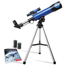 Load image into Gallery viewer, NASA Lunar Telescope for Kids – Capable of 90x Magnification, Includes Two Eyepieces, Tabletop Tripod, Finder Scope, and Full-Color Learning Guide, The Perfect STEM Gift for a Young Astronomer