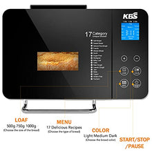 Load image into Gallery viewer, KBS Large 17-in-1 Bread Machine, 2LB All Stainless Steel Bread Maker with Auto Fruit Nut Dispenser, Nonstick Ceramic Pan, Full Touch Panel Tempered Glass, Reserve& Keep Warm Set, Oven Mitt and Recipes
