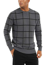 Load image into Gallery viewer, MAGNIVIT Men's Soft Cotton Striped Crewneck Sweater Lightweight Sweaters Dark Grey