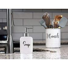 Load image into Gallery viewer, Home Acre Designs Farmhouse Soap Dispenser – 13oz, Ceramic, White Hand Pump for Soap – Rustic Kitchen & Bathroom Accessories for Home