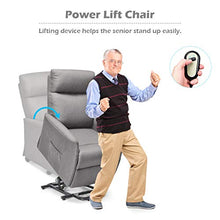 Load image into Gallery viewer, Giantex Power Lift Massage Recliner Chair for Elderly, Soft Fabric Sofa Chair, Heavy Padded Cushion, Remote Control, Home Theater Seating, Leisure Lounge w/Side Pocket, Living Room Office (Grey)