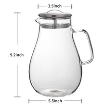 Load image into Gallery viewer, Hiware 64 Ounces Glass Pitcher with Lid / Water Pitcher with Handle - Good Beverage Carafe Pitcher for Juice, Milk, Beverage, Hot/Cold Water & Iced Tea, Cleaning Brush Included