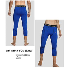 Load image into Gallery viewer, MEETWEE Men's Compression Pants, Cool Dry Running Athletic Tights Workout Leggings Long Base Layer for Gym Fitness Sports (Black+Blue, Large)