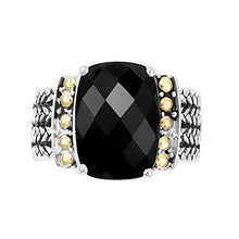 Load image into Gallery viewer, Effy 925 Sterling Silver & 18K Yellow Gold Onyx Ring, 6 TCW IRL0H379XX