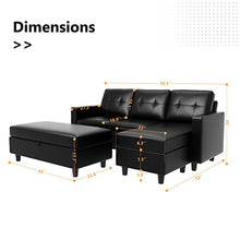 Load image into Gallery viewer, HONBAY Convertible Sectional Sofa with Ottoman Modern L Shape Sectional Couch Faux Leather Couch with Reversible Chaise, Black