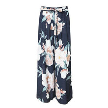 Load image into Gallery viewer, BerryGo Women's Boho High Waist Wide Leg Pants Floral Print Summer Beach Pants Navy Blue,M