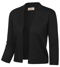 Load image into Gallery viewer, GRACE KARIN Women's Soft Knit Sweaters 3/4 Sleeve Open Front Cropped Bolero Cardigans (Black&Yellow,XL