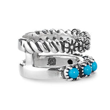 Load image into Gallery viewer, American West Sterling Silver Blue Turquoise Gemstone 5-Stone Split Band Flower Ring Size 5