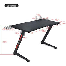 Load image into Gallery viewer, GTRACING Gaming Desk Computer Office PC Gamer Table Racing Style Professional Game Station Z-Shaped with Gaming Controller Tablet Stand & Cup Holder, Black