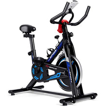 Load image into Gallery viewer, Goplus Indoor Cycling Bike, Adjustable Fitness Exercise Bike with LCD Display, Comfortable Seat Cushion, 5-Position Adjustable Saddle, Stationary Bike for Home and Gym Use (Black + Blue)