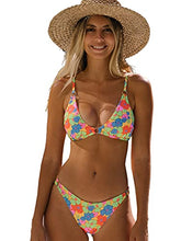 Load image into Gallery viewer, SOLY HUX Women's Floral Print Spaghetti Strap Bikini Bathing Suit 2 Piece Swimsuits Multicoloured S