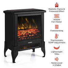 Load image into Gallery viewer, TURBRO Suburbs TS17 Compact Electric Fireplace Stove, Freestanding Stove Heater with Realistic Flame - CSA Certified - Overheating Safety Protection - for Small Spaces - 18" 1400W