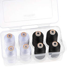 Load image into Gallery viewer, New brothread Polyester Embroidery Machine Thread 1000m Each with Clear Plastic Storage Box for Embroidery & Quilting - 4xWhite+4xBlack