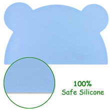 Load image into Gallery viewer, M MOACC Toddlers Non-Slip Silicone Placemat Cute Bear Kids Placemats Washable Dining Table Food Mat for Children Baby,Blue