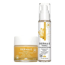 Load image into Gallery viewer, DERMA E Vitamin C Skincare Bundle – DERMA E Vitamin C Intense Night Cream (2 oz) and DERMA E Vitamin C Concentrated Serum (2 fl oz) – Brightening Anti-Wrinkle Face Cream and Serum