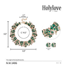 Load image into Gallery viewer, Green Statement Necklace and Earrings Set with Rhinestone for Women Costume Prom Party Big Chunky Jewelry Sets