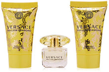 Load image into Gallery viewer, Versace Yellow Diamond 3pc MINI Gift-Set Includes Mini Shower Gel, Mini Eau de Parfum, and Mini Body Lotion