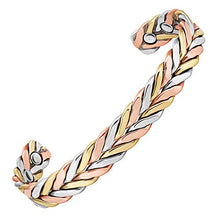 Load image into Gallery viewer, MagnetRX® Woven Copper Magnetic Bracelet - Arthritis Pain Relief & Carpal Tunnel Magnetic Therapy Copper Bracelets - Adjustable Pure Copper Cuff Bracelet with Magnets (Tri-Color, M/L)