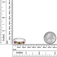 Load image into Gallery viewer, Gem Stone King 0.86 Ct Round Pink Tourmaline Green Peridot 925 Sterling Silver Ring (Size 6)