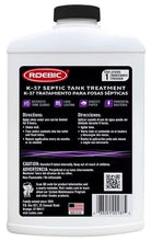 Load image into Gallery viewer, Roebic K-37-Q Septic Tank Treatment Removes Clogs, Environmentally Friendly Bacteria Enzymes Safe for Toilets, Works for 1 Year, 32 Fl Oz