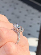 Load image into Gallery viewer, KEYZAR Engagement Rings for Women, Handmade Solitaire, 5ct Emerald Cut Moissanite 0.75ct 3D Diamonds Pave, 14k or 18k White Gold Wedding Promise Rings for Her, Includes Box (D-F Color, VVS1 Clarity)