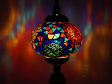 Load image into Gallery viewer, Kindgoo Turkish Mosaic Table Lamp Handmade Tiffany Style Glass Lamp for Living Room, Led Light Bulb Included (Multi-Colored)