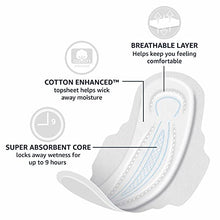 Load image into Gallery viewer, Amazon Basics Thick Maxi Pads with Flexi-Wings for Periods, Long Length, Super Absorbency, Unscented, Size 2, 128 Count, 4 Packs of 32 (Previously Solimo)