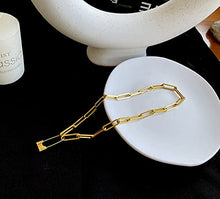 Load image into Gallery viewer, 14K Gold Plated Vintage Distressed Chain Choker Gold Lock Pin Chain Necklace for Women Girl Gifts Valentines/Birthday/Anniversary/Mother’s Day