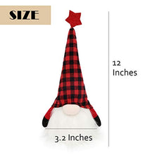 Load image into Gallery viewer, EDLDECCO Christmas Gnome with Light Timer 12 Inches Set of 2 Plaid Buffalo Check Nisse Figurine Plush Swedish Nordic Tomte Scandinavian Elf X'Mas Holiday Party Home Decor Ornaments (Red & Black)