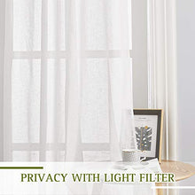 Load image into Gallery viewer, NICETOWN White Sheer Curtains for Sliding Glass Door, Grommet Top Elegant Flax Linen Semi Sheer Privacy Window Treatment for French Door/Bedroom/Living Room, W100 x L84, 1 Panel
