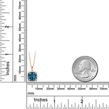 Load image into Gallery viewer, Gem Stone King 10K Rose Gold London Blue Topaz and White Diamond Pendant Necklace for Women (2.05 Cttw Cushion Cut 7MM, with 18 Inch Chain)