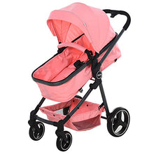 Load image into Gallery viewer, Qaba 2 in 1 Design Lightweight Baby Stroller Basket One-Click Foldable Compact Travel Pushchair w/Reclinable Back Footrest Safety Belt Storage Basket Suspension Wheels for 0-36 Months Pink
