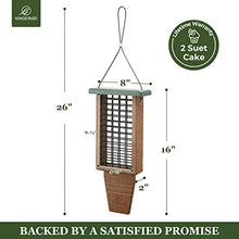 Load image into Gallery viewer, Kingsyard Recycled Plastic Suet Bird Feeder, Double Capacity Tail-Prop Suet Feeder for Outside Hanging, Sturdy & Durable, Great for Woodpecker & Clinging Birds, Green