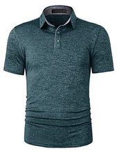 Load image into Gallery viewer, TAPULCO Men's Dry Fit Short Sleeve Polo Golf Shirt Fast Absorb Sweats Smooth Soft Outdoor Activities Classic Business Casual Collared T-Shirts Deep Teal Medium
