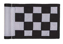 Load image into Gallery viewer, Golf City Products Checkered Mini Golf Flag with Tube Insert - Putting Green Flags are 8" L x 6" H and Made from Premium 420D UV-Stabilized Nylon for Truly Durable Golf Flags for Yard (Black & White)