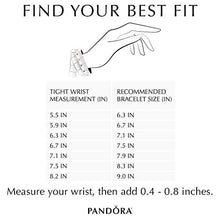 Load image into Gallery viewer, PANDORA Jewelry Moments Sparkling Heart Clasp Snake Chain Charm Cubic Zirconia Bracelet in Sterling Silver, 7.5"