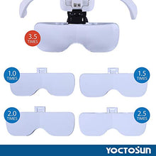 Load image into Gallery viewer, YOCTOSUN LED Head Magnifier, Rechargeable Hands Free Headband Magnifying Glass with 2 Led, Professional Jeweler's Loupe Light Bracket and Headband are Interchangeable