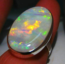 Load image into Gallery viewer, ROSE JEWELRY 925 Silver Ring Woman Man White Fire Opal Moon Stone Wedding Engagement Size6-10 (10)