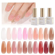 Load image into Gallery viewer, GAOY 23 Pcs Jelly Gel Nail Polish Kit, Nude Clear Pink Colors Gel Polish Set with Glossy & Matte Top Coat and Base Coat for Nail Art DIY Manicure and Pedicure at Home