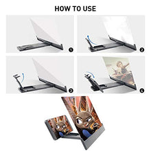 Load image into Gallery viewer, Phone Amplifier - 12'' 3D HD Phone Amplifier Screen, Phone Screen Magnifier Projector with Foldable Holder Stand for iPhone and Android Smartphones, Phone Screen Enlarger for Videos,Movies and Gaming