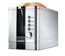 Load image into Gallery viewer, Chefman 2-Slice Pop-Up Stainless Steel Toaster w/ 7 Shade Settings, Extra Wide Slots for Toasting Bagels, Defrost/Reheat/Cancel Functions, Removable Crumb Tray, 850W, 120V, Silver