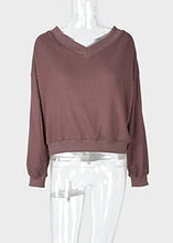 Load image into Gallery viewer, Ohvera Women's Off Shoulder Long Sleeve Pullover Tops Loose Fit Knit Tops Purple Large