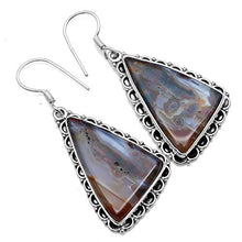 Load image into Gallery viewer, Silver Palace 925 Sterling Silver Natural Bloodstone Drop Dangle Earrings for Womens