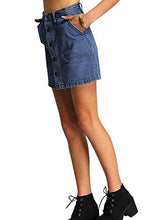 Load image into Gallery viewer, PERSUN Women's Casual Jean Pocket Zip Front Plain A-Line Mini Skirt